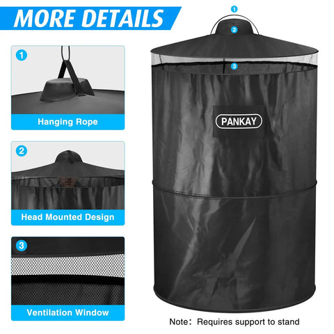 Pop Up Privacy Tent For Camping And Emergencies with hanging rope, head mounted design, and ventilation window.