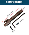 Dimensions of Beefed-Up Lathe Grooving Cut Off Parting Tool Holder With Three Eighths Inch Shank, MGEHR1010-1.5 Ready, with Inserts