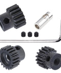 Beefy Metal Pinion Gear Set 0.8 Metric Pitch 32 For 1/10 Traxxas Slash RC cars with 15T, 17T, 19T gears and 1/8 to 5mm adapter shown