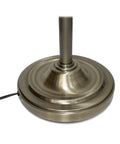 Base detail of Two Light Mother Daughter Floor Lamp With White Marble Glass Shades In Brushed Nickel Finish, 18 Inch base.