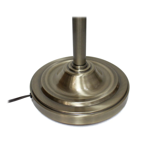 Base detail of Two Light Mother Daughter Floor Lamp With White Marble Glass Shades In Brushed Nickel Finish, 18 Inch base.
