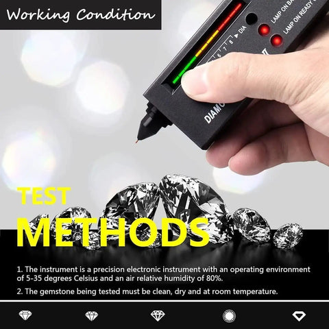 High Accuracy Diamond Tester Pen With LCD Display And LED Indicator, Pro Grade Diamond Selector For Pros And Hobbyists, Quickly Detect Real Diamonds With Green Light Signal, Battery Powered 9V, Eco Friendly And Easy To Use, handheld in use