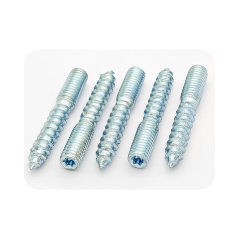 Heavy Duty M8 X 50mm Double Headed Hanger Bolts 12 Pieces Zinc Plated Carbon Steel Shoulder Screws shown individually.