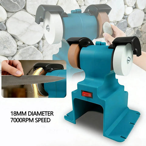 Fafeicy 200W Cordless Bench Grinder With Two 4000Mah Batteries, Compact Mini Polisher For Sharpening And Diy Work with 18mm wheels