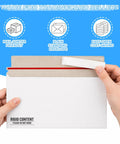 Hands holding 100 Pack Card Mailer Envelopes With Semi-Rigid Holders For Sleeved Or Toploaded Trading Cards, 7 By 4.35 Inch Shipping Envelopes
