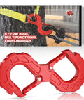 3/8 Inch Tow Hook And Winch Shackle For Off Road Recovery 33000 Lbs G80 Heavy Duty Integrated Quick Shackle in red