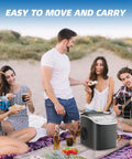 Portable Countertop Ice Maker With Self Cleaning Function Delivers 26 Lbs Per Day In 6 Minutes For Bullet Ice Cubes Quiet Operation Ideal For Home Office Kitchen With Scoop And Basket on outdoor picnic