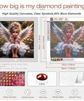 Angel Girl Diamond Art Kit For Adults 5D Diamond Painting Round Full Drill showing 12x12 inch canvas and diamond details