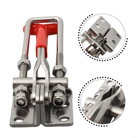 Heavy Duty Stainless Steel Toggle Latch With Self Locking Clamp For Secure Panel And Lid Fastening Holds Up To 440 Pounds Load In One Hand, close-up
