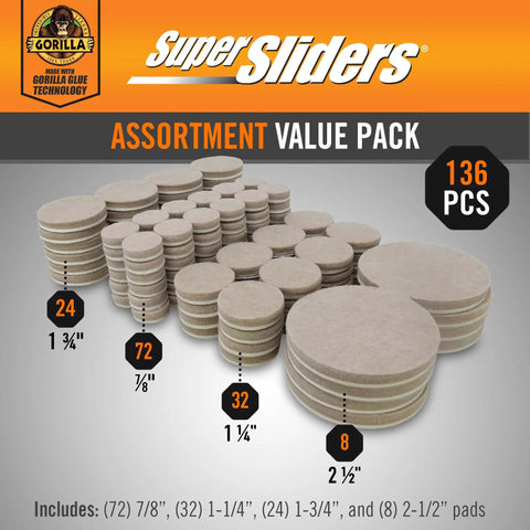 Assorted Felt Furniture Sliders For Hardwood Tile And Laminate Floors With Quiet Glide And Noise Reduction Adhesive Pads pack