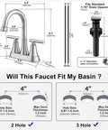 4 Inch Brushed Nickel Bathroom Sink Faucet With Pop Up Drain And Supply Lines 3 Hole Centerset Stainless Steel Vanity