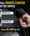 Heavy Duty Remote Starter Switch For Cars And Trucks With Push Button Start 5 Foot Wire Leads And Alligator Clips Hands Free Cranking