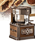 Kickstart Your Daily Grind With This Sleek Home Coffee Bean Roaster featuring a stainless-steel drum and wooden accents.