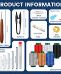 Complete Sewing Kit For Adults With Steel Needles And 40-Piece Set, Six Color Upholstery Thread, tools, and storage bag