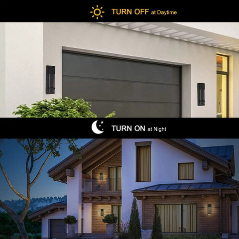 Outdoor Dusk To Dawn Wall Lights 2 Pack Black Anti Rust Exterior Waterproof Porch Lights with Bubble Crystal Glass for Entryway