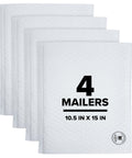 Pack of 4 Large White Poly Bubble Mailer Size 5 10.5 X 15 In Inside Dimensions With Cushioned Bubble Liner