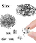 Image showing 100 Pcs Mini Hinges Set With 400 Screws 10x8mm Silver Butt Hinges for Jewelry Boxes Dollhouses Chest Cabinets and DIY Crafts.