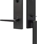 Turin Entrance Handleset Flat Black, Solid Metal Build, Reversible Interior Lever For Right Or Left Hand, Heavy Duty Front Door Hardware