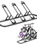 Bike Floor Storage Rack For Garage And Outdoor Parking, Sturdy Steel Stand With 3 Slot Wheel Holders, Anti Scratch Powder Coated Finish