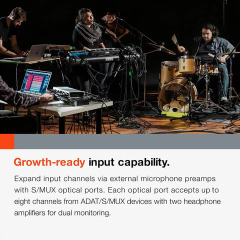 Musicians recording with 10 In 2 Out USB Audio Interface With MIDI And DAW Software for songwriting and home studio recording