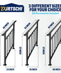 Kick Your Porch Game Up With Solid Wrought Iron Handrails For Outdoor Steps featuring 40, 53, and 67-inch black railings.