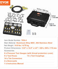 Hydraulic Pressure Test Kit With Five Gauges Thirteen Test Couplings Fourteen Tee Connectors Five Test Hoses And Tough Carrying Case For Excavators And Construction Machinery Pro Grade Multi Range 0 To 600 Bar And 0 To 10000 Psi