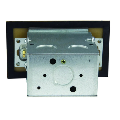 Tamper-Resistant Weather-Resistant 1-Gang Floor Box Kit with metal casing, rear view for wood tile carpet floors, 20A duplex outlet