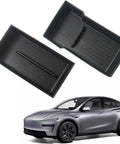 Two Pack Center Console Organizer Bottom Trays For Tesla Model Y Juniper 2025 2026 Armrest Box Base Tray Storage Durable TPE Construction