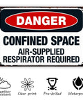 Vintage Danger Confined Space Metal Sign 8x12 Inch Wall Decor For Garage Home Bar Kitchen Office Porch Dope Industrial Vibe Durable Metal Wall Art For Man Caves, close-up