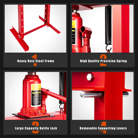 Heavy Duty 12 Ton Hydraulic Shop Floor Press With H Frame And Steel Plates Adjustable Working Table Floor Stand Jack Built To Handle Gears And Bearings Powder Coated Rust Resistant Construction For Tough Shop Use