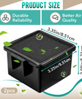 Square foam filter with dimensions 3.35in x 3.35in x 2.09in shown with leaves and text promoting durability and air quality.
