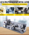 Compact Mini Metal Lathe Machine Delivering Smooth 2500 RPM Variable Speed Rotation Powered By A Kickass 750W Brushless Motor For Any Weekend Warrior Builder displayed on a workbench.
