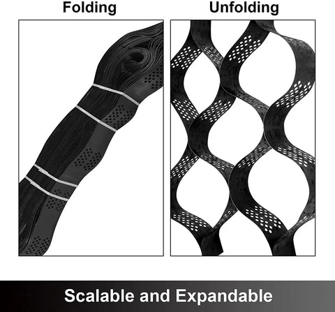 Folding and unfolding view of Gravel Stabilizer Grid For Lawn And Driveway 5 Cm Depth 5 M By 10 Ft Long Erosion Control