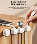 Six Pack Magnetic Cable Clips With Smooth Adjustable Adhesive Cord Organizer For Desk Nightstand Car And Wall Quick Snap Magnetic Hold 60 Degree Rotating Center For Easy One Hand Cable Management