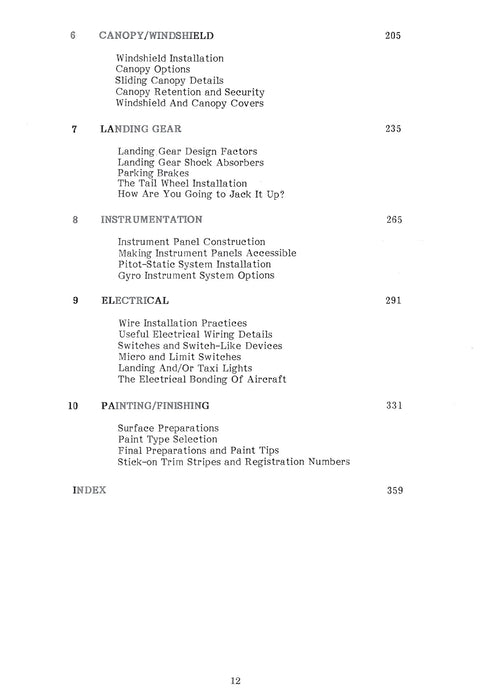 Hands On Airplane Building Techniques For Builders, A Real World Guide To Sport Aircraft Construction, Practical Steps content page