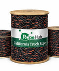 Heavy Duty Truck Rope For Cargo Securement And Tie Downs With Twisted 3 Strand Polypropylene Black With Orange Tracer spools