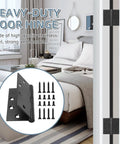 Heavy Duty 4 Point 5 Inch Ball Bearing Door Hinges With Square Corners Matte Black Finish Six Pack displayed in a modern bedroom setting.
