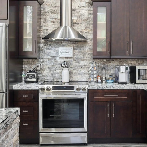 Modern kitchen with Six Pack Brushed Brass Cabinet Pulls 5 Inch Center To Center 128mm Hole Spacing Durable Zinc Alloy Handles