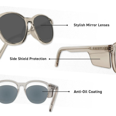 Omega Z87 Plus Safety Glasses With UV400 Lenses Side Shields Anti Oil Coating Lightweight CP Frame For Work And Outdoor Use