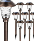 8 Pack Solar Pathway Lights Outdoor Warm White 3500K Waterproof LED Path Lights For Yard Patio Garden Walkway Clear Glass Lampshades