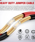 Heavy Duty 1 Gauge Car Battery Jumper Cables 25 Ft 900 Amp with copper strands for excellent conductivity and flexibility in cold weather.