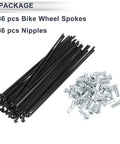 Universal Bicycle Spokes Kit 13G 127mm Length With 12x6mm Nipples Black Steel 36 spokes and 36 nipples for repair