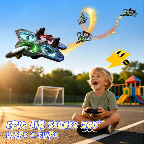 Foam Remote Control Airplane With Lights For Kids And Adults Blue Body No Fuss Beginner Friendly RC Plane 360 Degree Flip And Stunt Roll