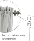 Cozy Linen French Door Curtains For Glass Doorways Grey 25W X 72L Semi Sheer Privacy With Tieback Rod Pocket Panel with dual rod pockets