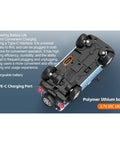 Bottom view of WLtoys 1 To 64 Scale Mini RC Car With 720P HD FPV Camera, showing Type-C charging port and battery details, blue model.