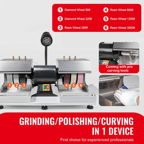 Cabbing Machine With Dope Six 6 Inch Diamond Wheels, 0.25HP 1800RPM Lapidary Rock Grinder And Polisher in studio setup