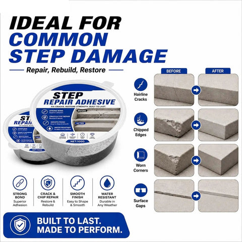 Heavy Duty Concrete Crack Filler Masonry Sealant Fixes Driveways Stairs Sidewalks Porches With Rock Solid Outdoor Patch for cracked steps.