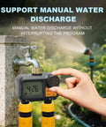Hand adjusting water timer for garden hose two outlet sprinkler system with brass swivel rain delay on outdoor faucet