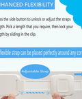 Adjustable strap from Heavy Duty No Drill Furniture Anchors For Baby Proofing With Upgraded Adhesive Straps, showcasing flexibility and locking mechanism.