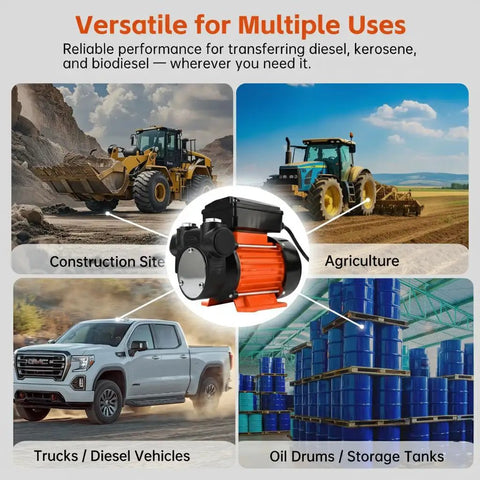 Powerful 110 Volt Fuel Transfer Pump With Half HP Motor Delivers Eighteen GPM For Diesel Kerosene Biodiesel Self Priming